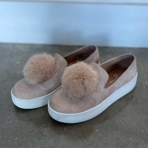 Linea Paolo Sz 6.5 Blush Platform Pom Sneaker
